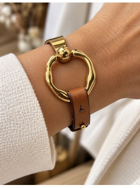 Bracelet cuir et acier « Épony »