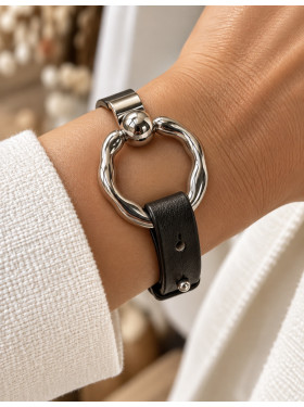 Bracelet cuir et acier « Épony »