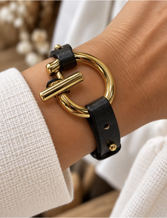 Bracelet et cuir et acier inoxydable "Sory"