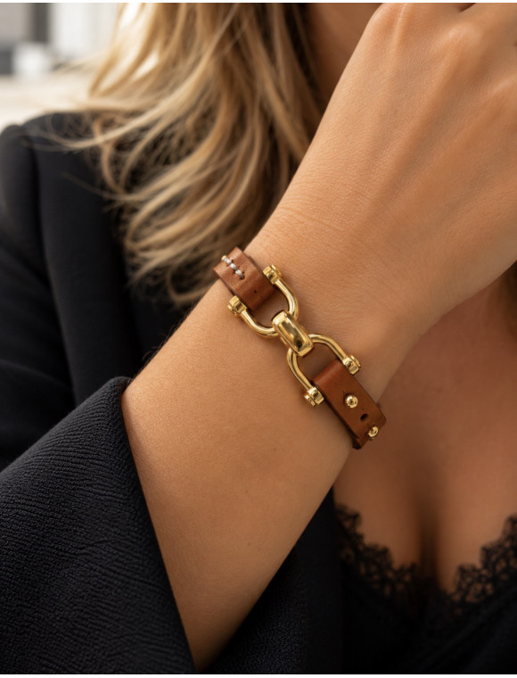 Bracelet en cuir et acier "Roxy"