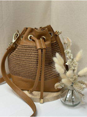 sac cuir et raphia "Bonbon"