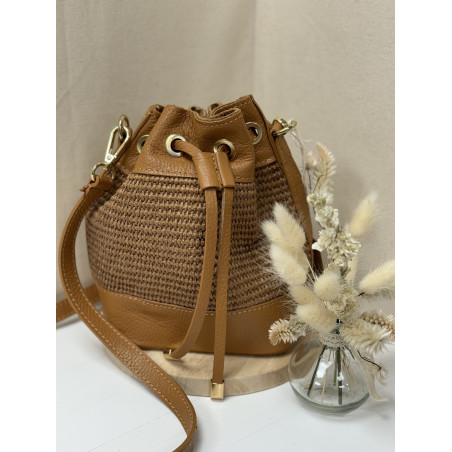 sac cuir et raphia "Bonbon"