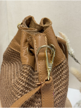 sac cuir et raphia "Bonbon"