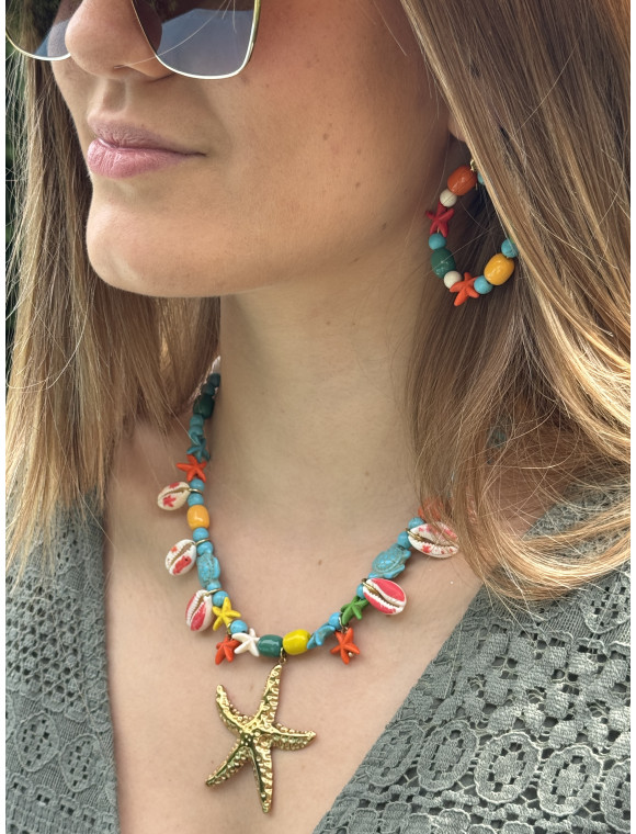 Parure de collier et boucles " Marina"
