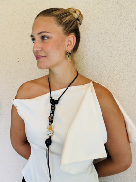 Collier sautoir "scarabée jaune"