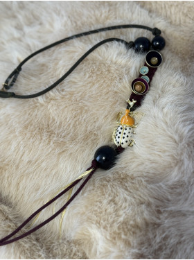 Collier sautoir "scarabée jaune"