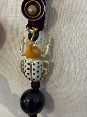 Collier sautoir "scarabée jaune"