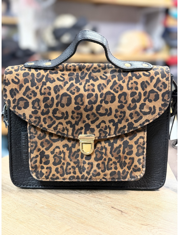 sac cuir "Mademoiselle George leopard" de la collection Paul marius