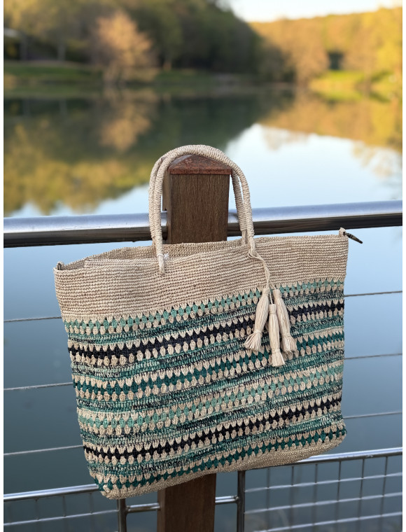 caba panier "malette" en raphia véritable