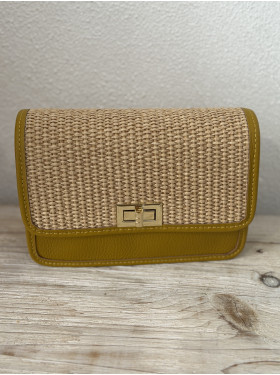 Sac cuir et raphia "Souris"