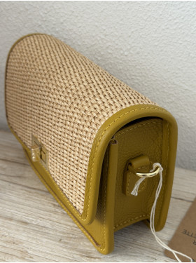 Sac cuir et raphia "Souris"