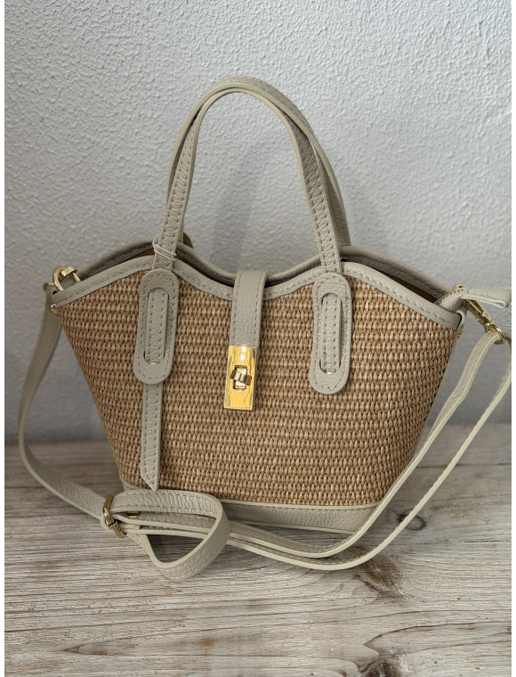 sac cuir et raphia "Benny"