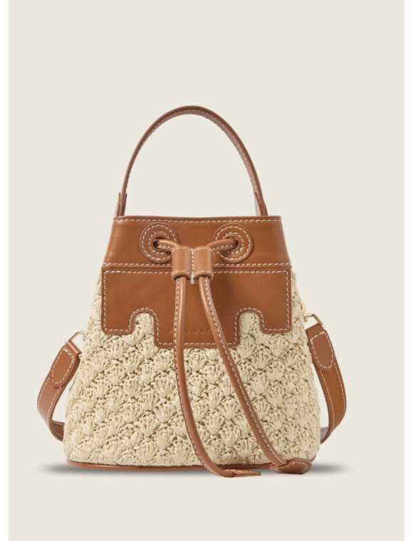 Sac raphia et cuir "Capucine Raphia XS" de la collection PAUL MARIUS