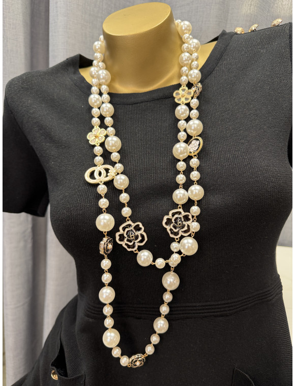 sautoir double rang "Camelia"