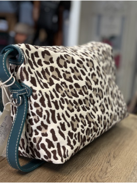 sac toile et cuir 'Loulou raphia leopard" de la collection PAUL MARIUS