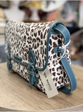 sac toile et cuir 'Loulou raphia leopard" de la collection PAUL MARIUS