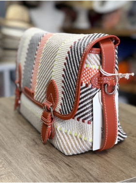 Sac toile et cuir "Loulou raphia multicolor " de la collection PAUL MARIUS