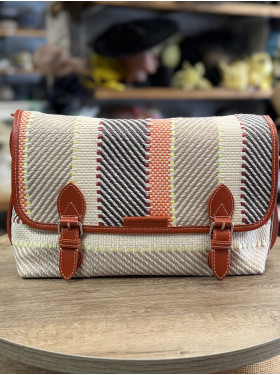 Sac toile et cuir "Loulou raphia multicolor " de la collection PAUL MARIUS
