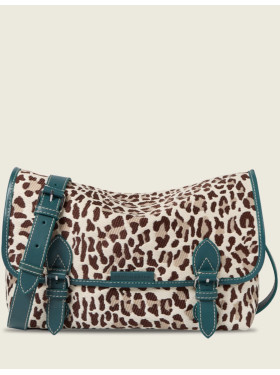 sac toile et cuir 'Loulou raphia leopard" de la collection PAUL MARIUS