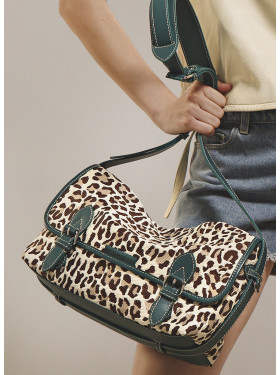 sac toile et cuir 'Loulou raphia leopard" de la collection PAUL MARIUS