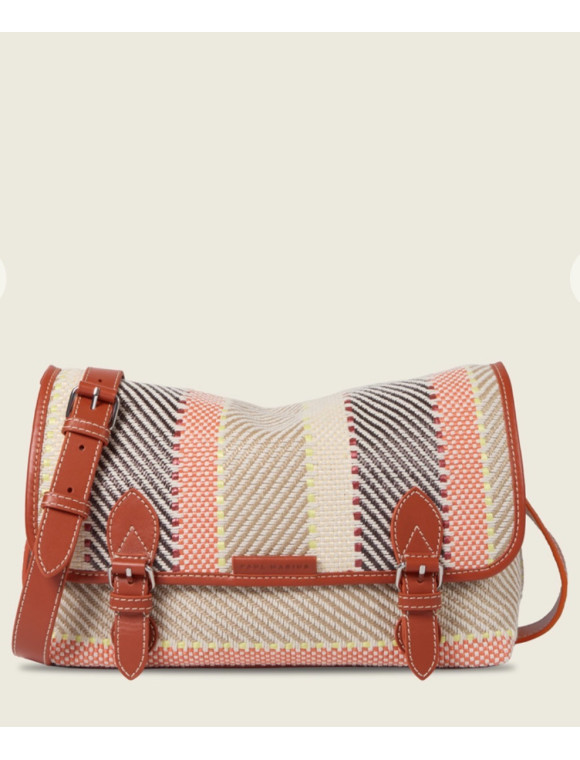 Sac toile et cuir "Loulou raphia multicolor " de la collection PAUL MARIUS