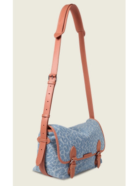 Sac toile et cuir "Loulou Denim leopard" de la collection PAUL MARIUS