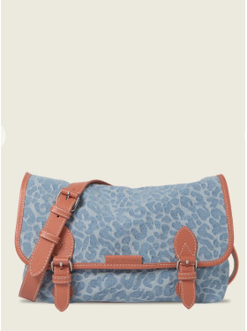 Sac toile et cuir "Loulou Denim leopard" de la collection PAUL MARIUS