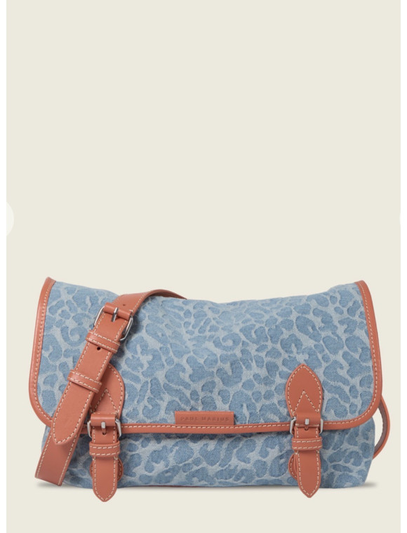 Sac toile et cuir "Loulou Denim leopard" de la collection PAUL MARIUS