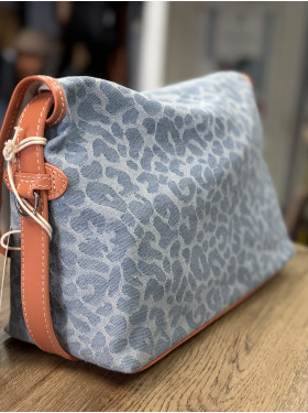 Sac toile et cuir "Loulou Denim leopard" de la collection PAUL MARIUS